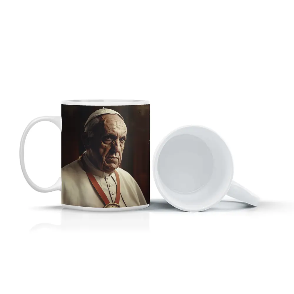 Pope Portrait Dark Dramatic Religious Background – Mugs