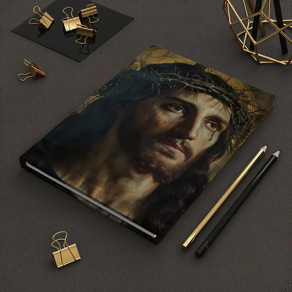 Jesus Christ Crown of Thorns Dark Oil Painting – Notebooks