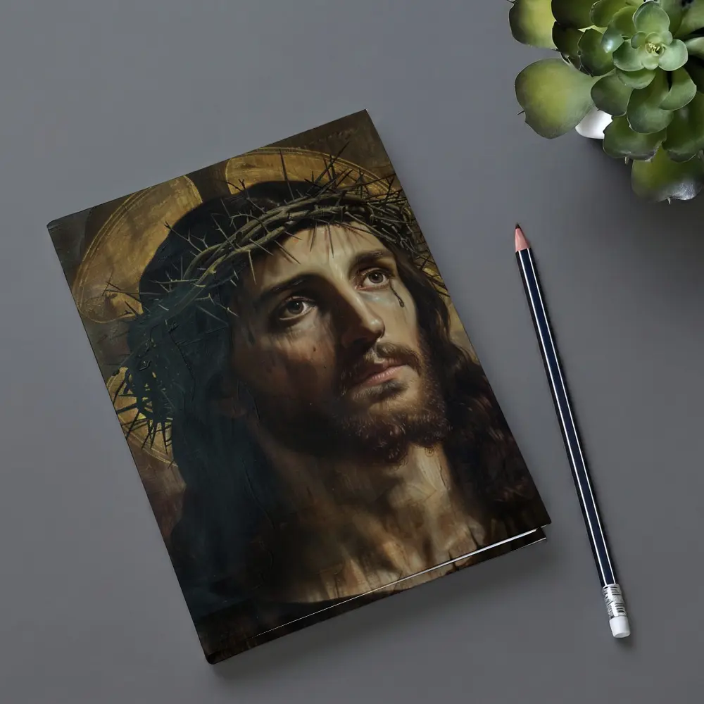 Jesus Christ Crown of Thorns Dark Oil Painting – Notebooks