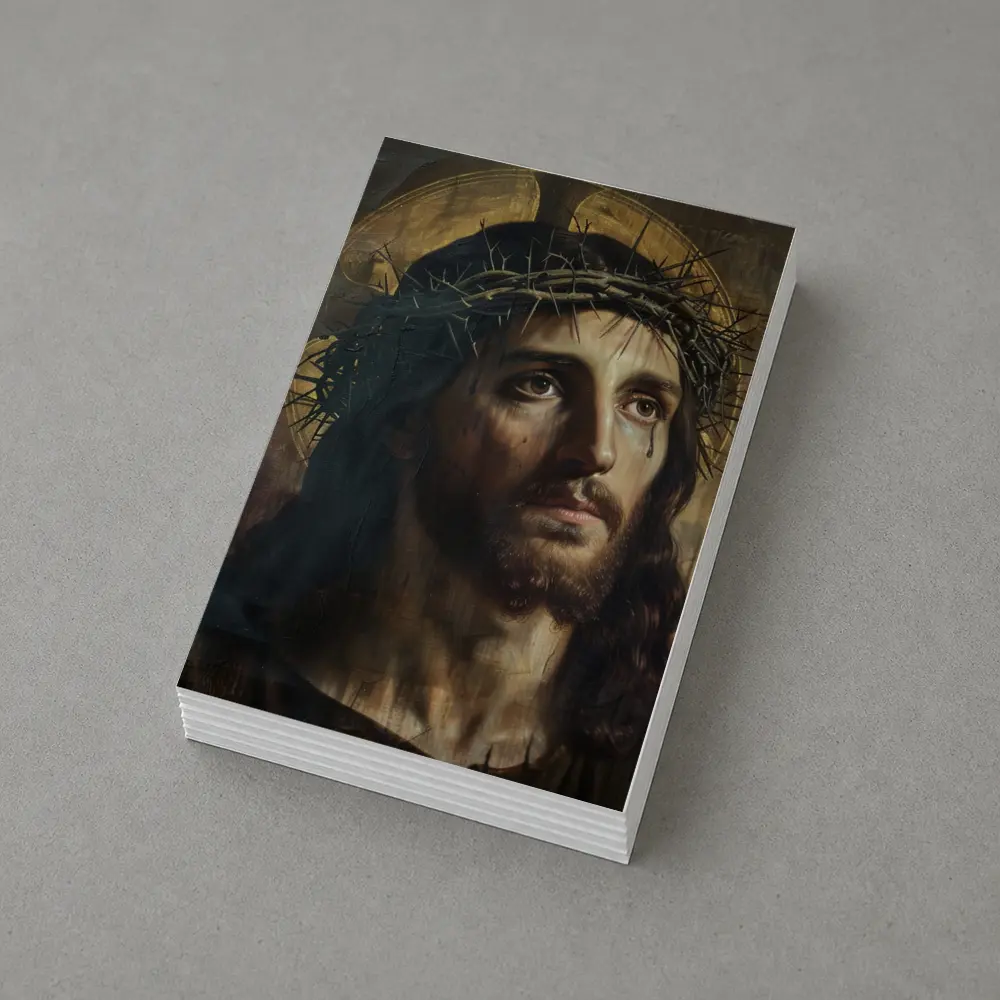 Jesus Christ Crown of Thorns Dark Oil Painting – Postcards