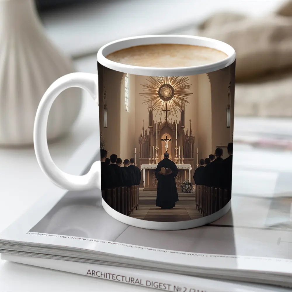 Catholic Priest Mass Ceremony Church Interior – Mugs