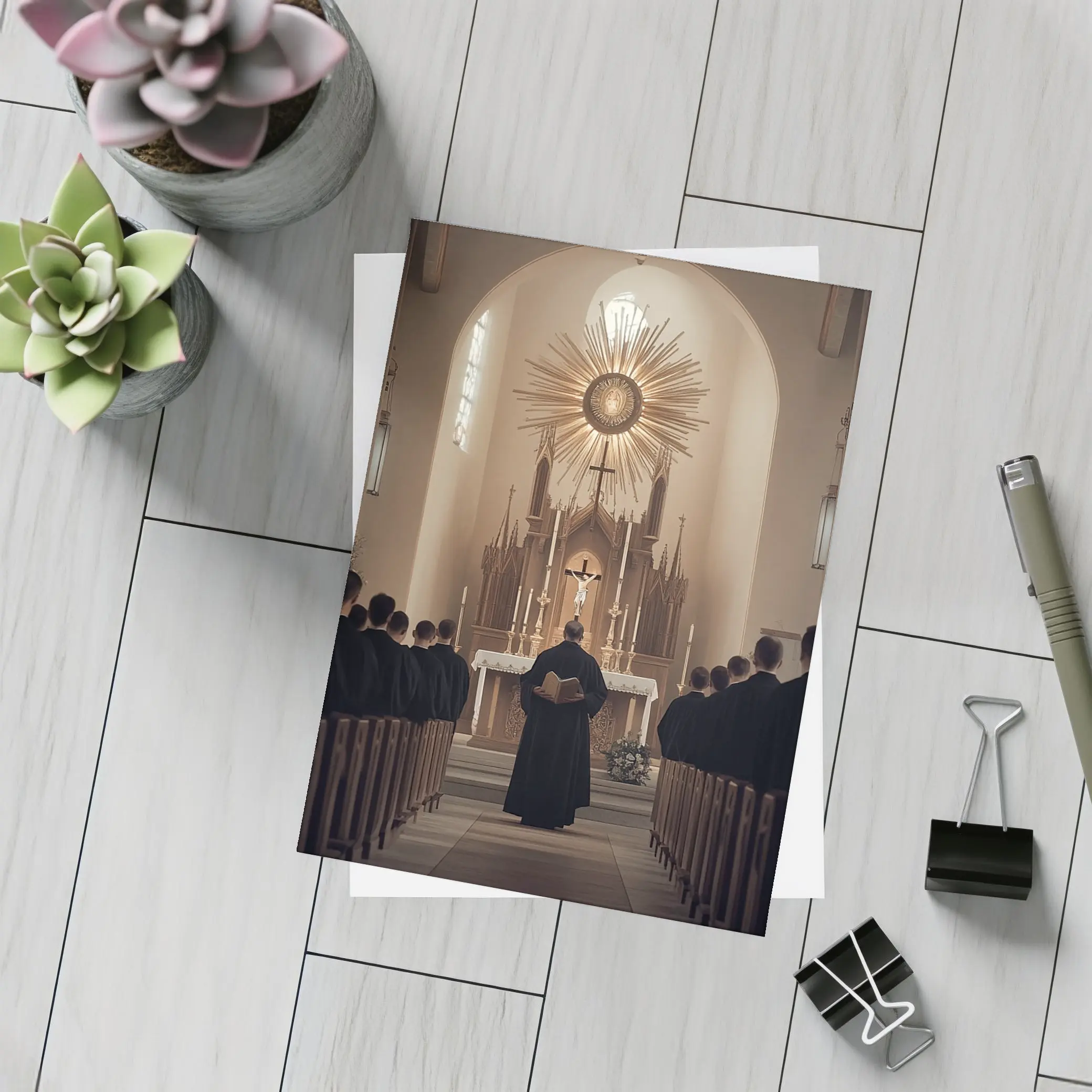 Catholic Priest Mass Ceremony Church Interior – Postcards