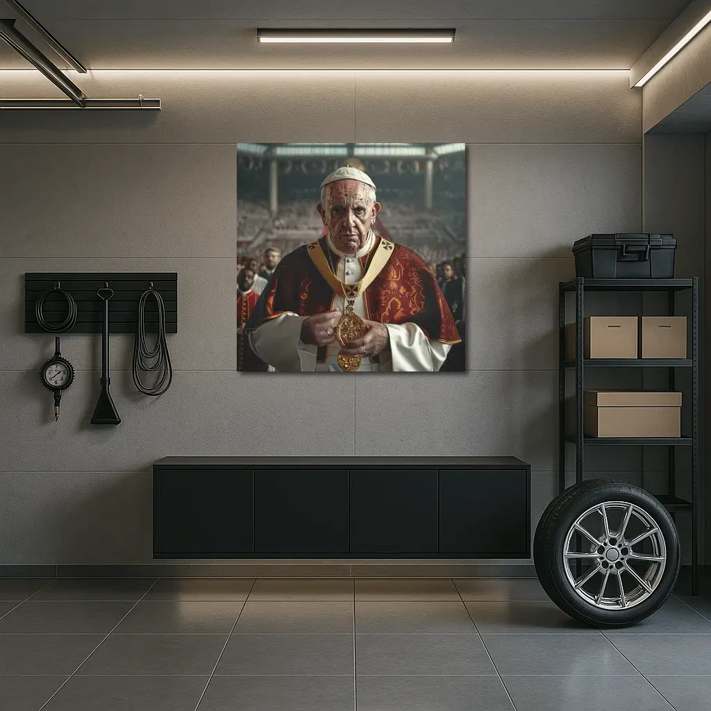 Pope Figure in Red Vestments Stadium Crowd – Wall Art