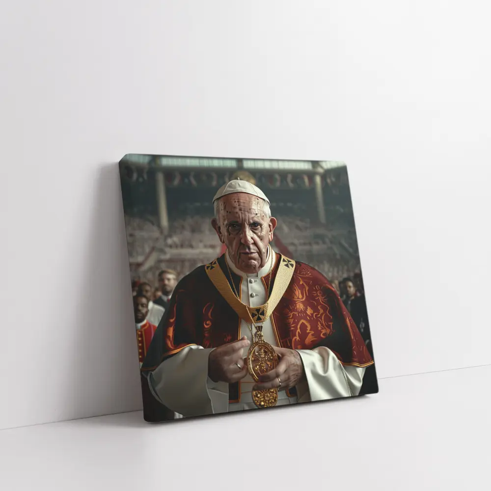 Pope Figure in Red Vestments Stadium Crowd – Wall Art