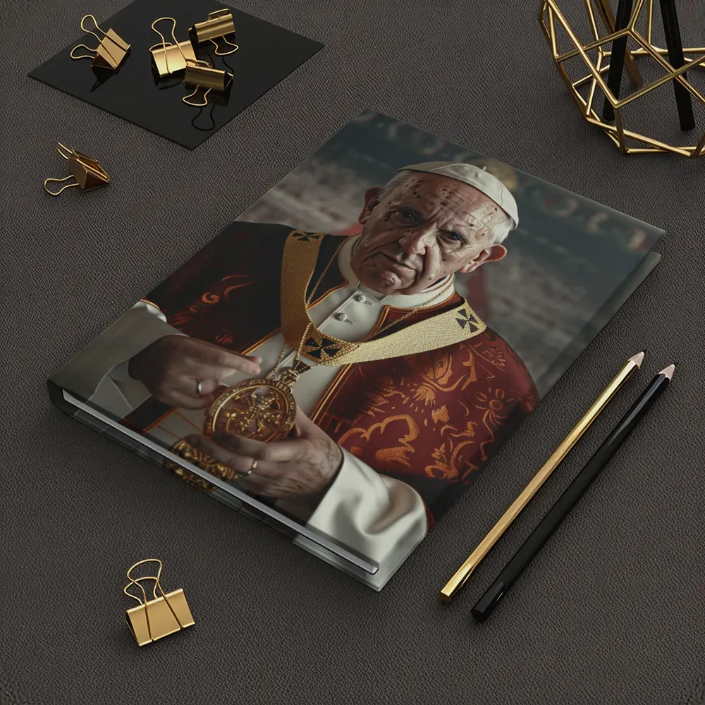 Pope Figure in Red Vestments Stadium Crowd – Notebooks