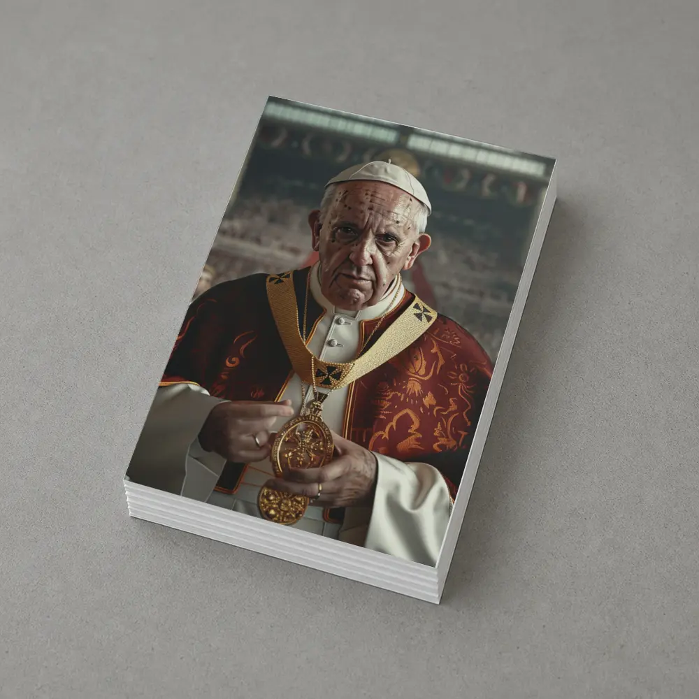 Pope Figure in Red Vestments Stadium Crowd – Postcards