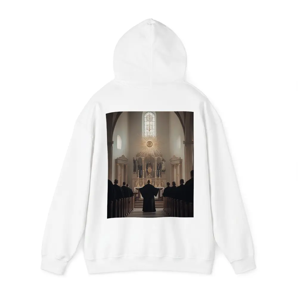 Catholic Mass Altar Golden Light Church Interior – Hoodies