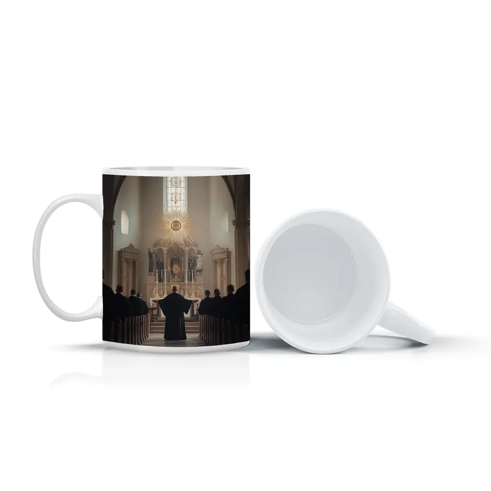 Catholic Mass Altar Golden Light Church Interior – Mugs