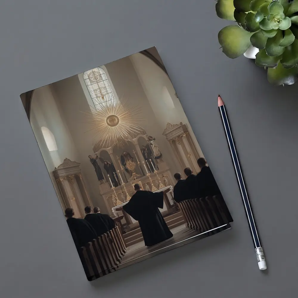 Catholic Mass Altar Golden Light Church Interior – Notebooks