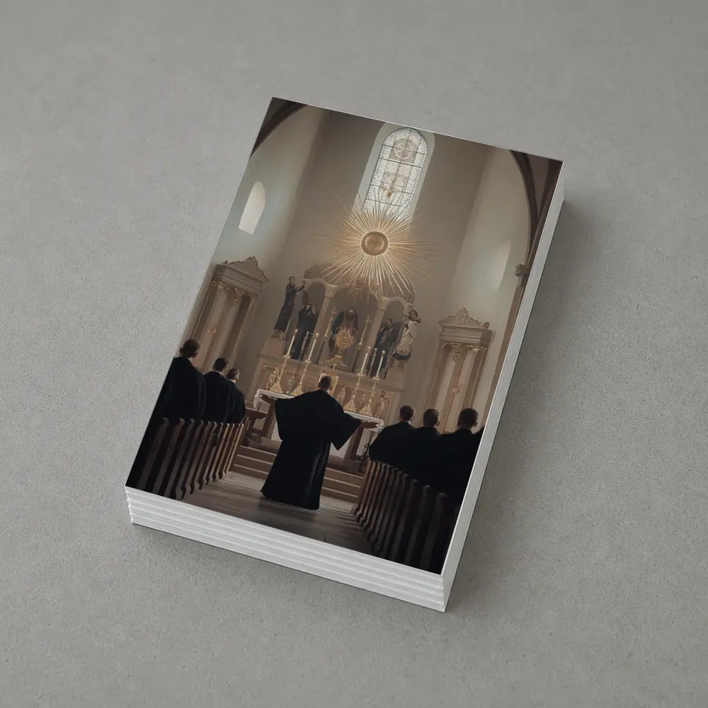 Catholic Mass Altar Golden Light Church Interior – Postcards