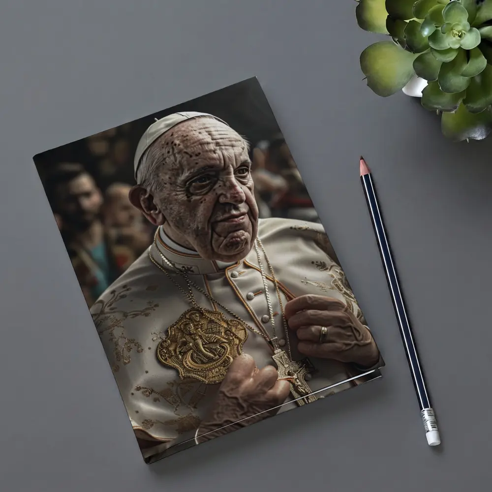 Pope in White Robes Crowd Background – Notebooks