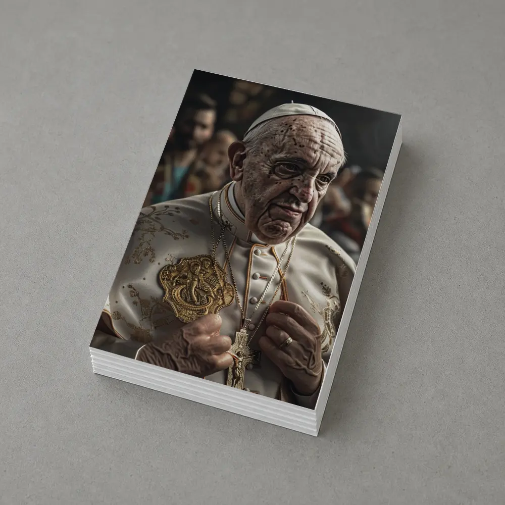 Pope in White Robes Crowd Background – Postcards