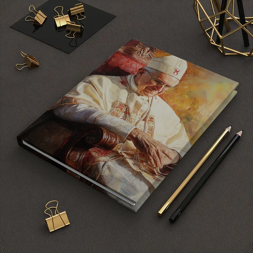 Pope Oil Painting Warm Golden Cathedral Background – Notebooks