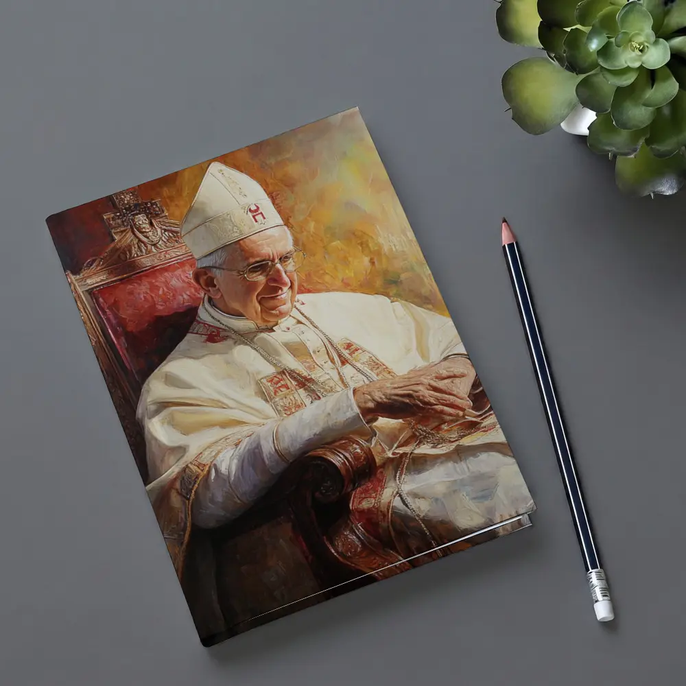 Pope Oil Painting Warm Golden Cathedral Background – Notebooks