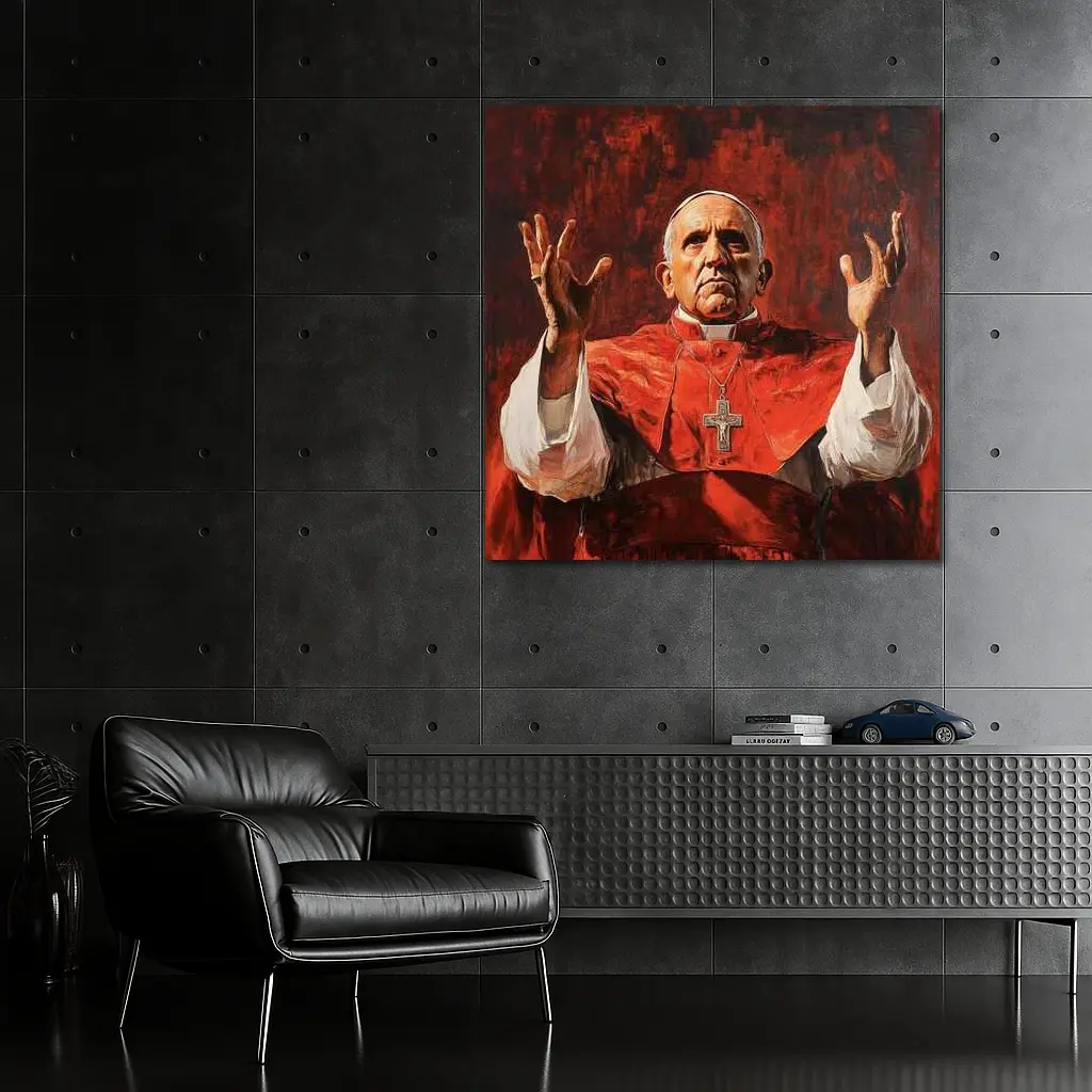 Catholic Pope Red Robes Oil Painting – Wall Art