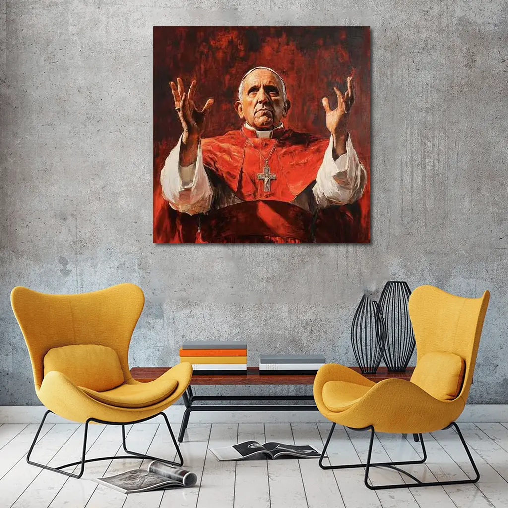 Catholic Pope Red Robes Oil Painting – Wall Art