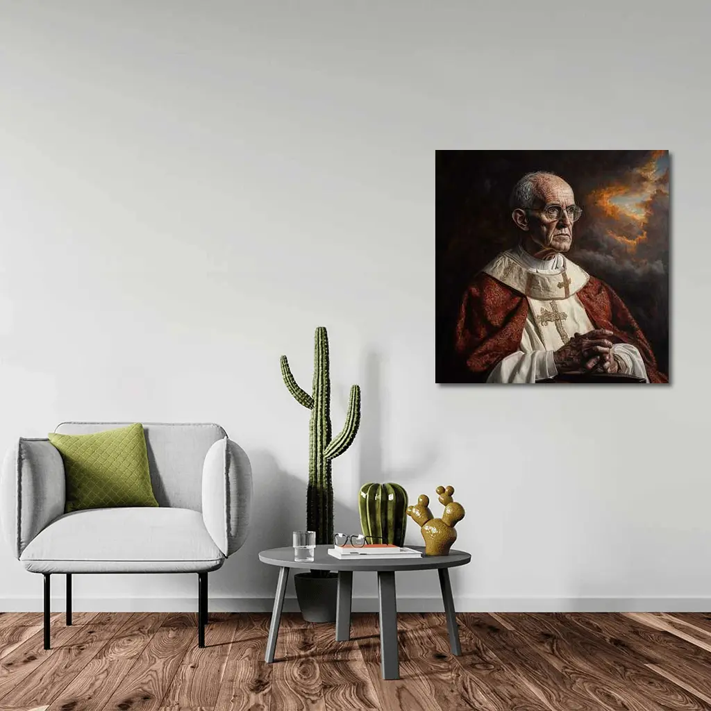 Catholic Pope Portrait Dark Dramatic Sky – Wall Art