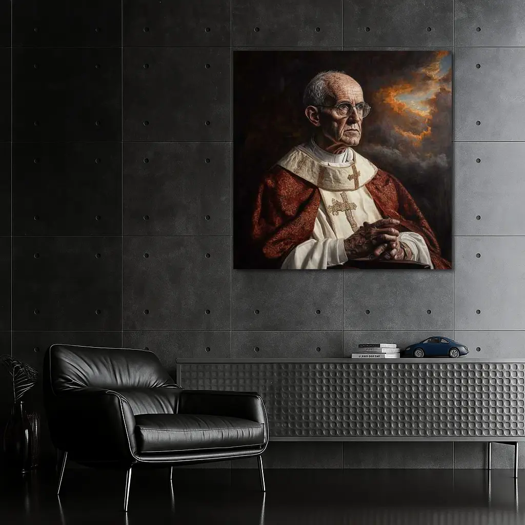 Catholic Pope Portrait Dark Dramatic Sky – Wall Art