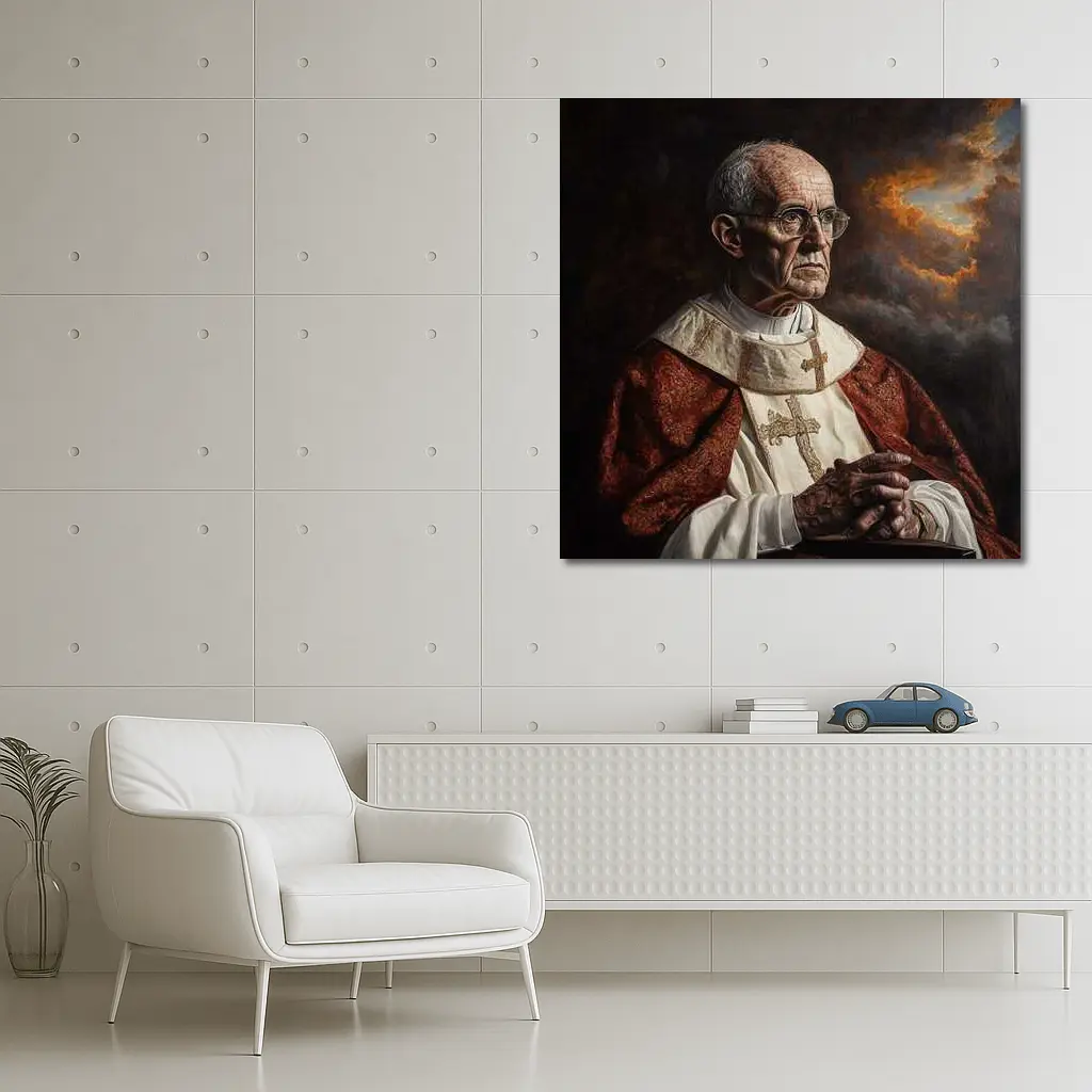 Catholic Pope Portrait Dark Dramatic Sky – Wall Art
