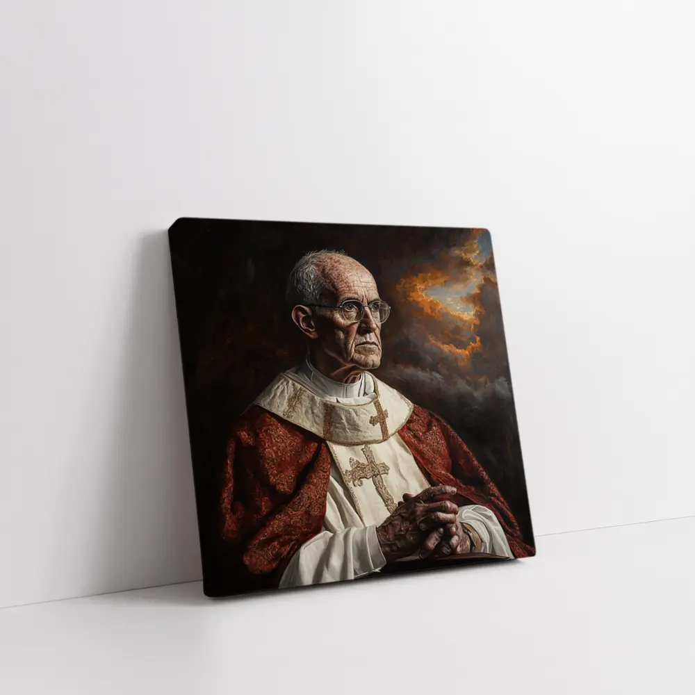Catholic Pope Portrait Dark Dramatic Sky – Wall Art