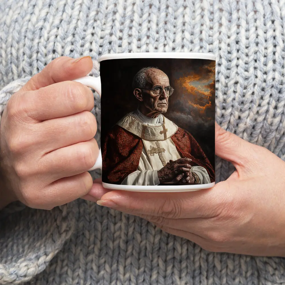 Catholic Pope Portrait Dark Dramatic Sky – Mugs
