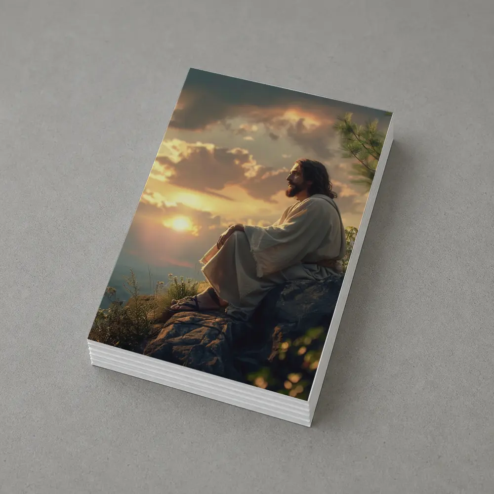 Jesus Sitting on Rock at Sunset – Postcards