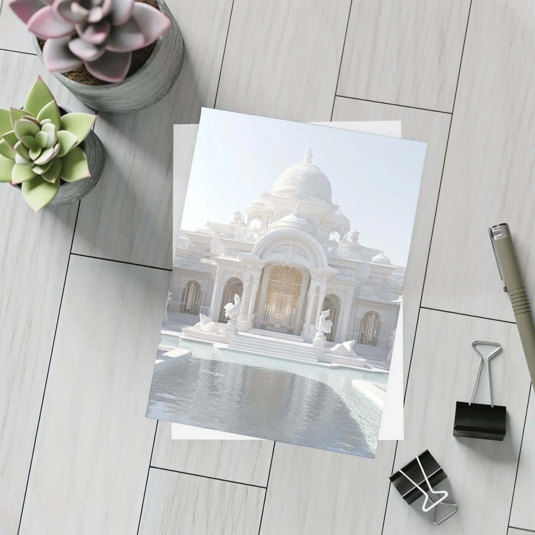 White Marble Indian Palace Reflection Pool – Postcards