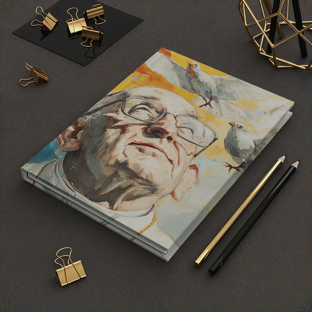 Pope Francis Oil Painting White Doves Sky – Notebooks
