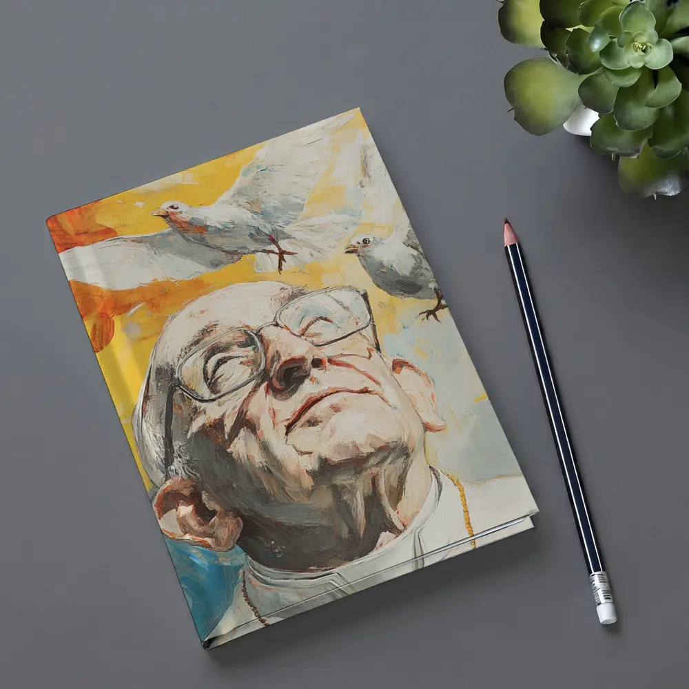 Pope Francis Oil Painting White Doves Sky – Notebooks