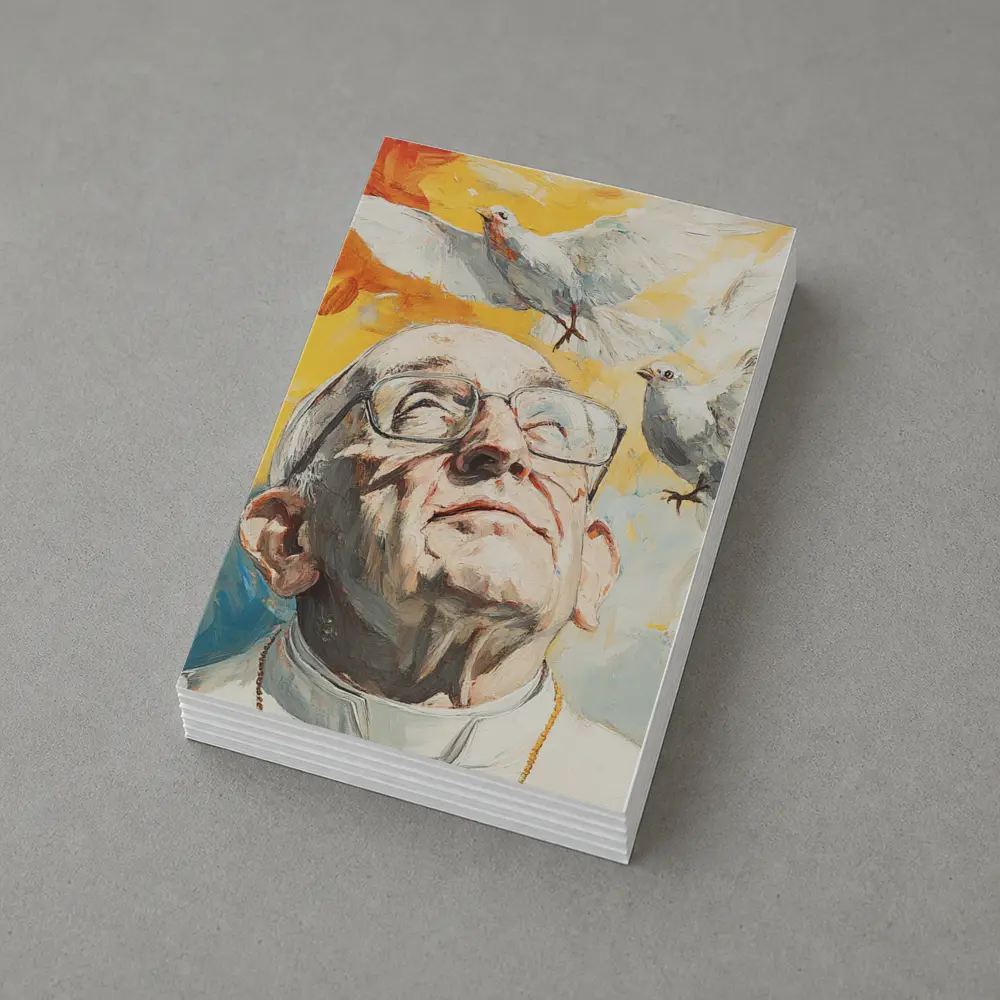 Pope Francis Oil Painting White Doves Sky – Postcards