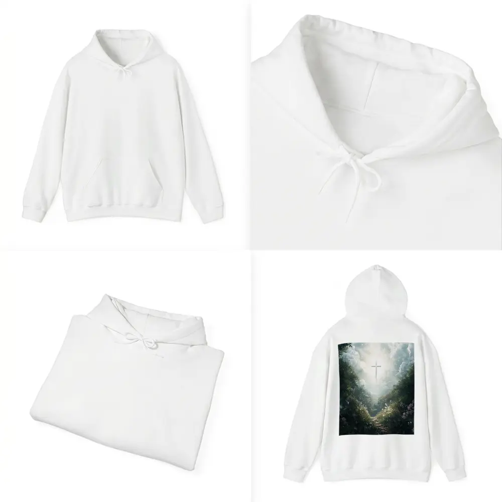 Christian Cross Glowing Forest Path Art – Hoodies