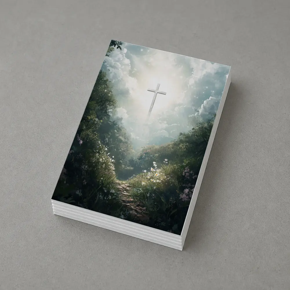 Christian Cross Glowing Forest Path Art – Postcards