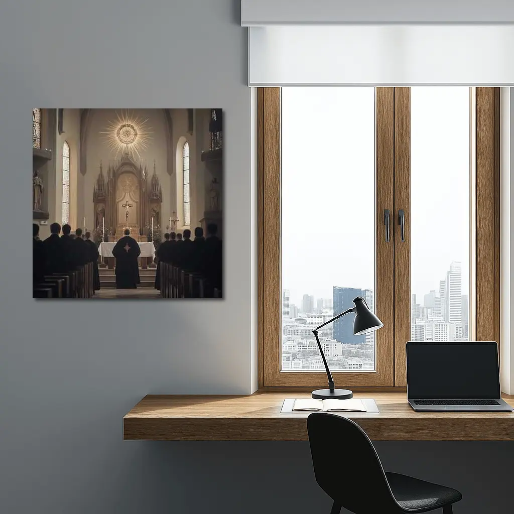 Catholic Mass Priest Altar Gothic Church Interior – Wall Art