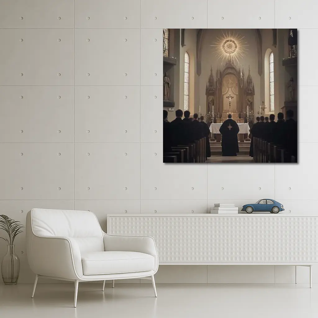 Catholic Mass Priest Altar Gothic Church Interior – Wall Art