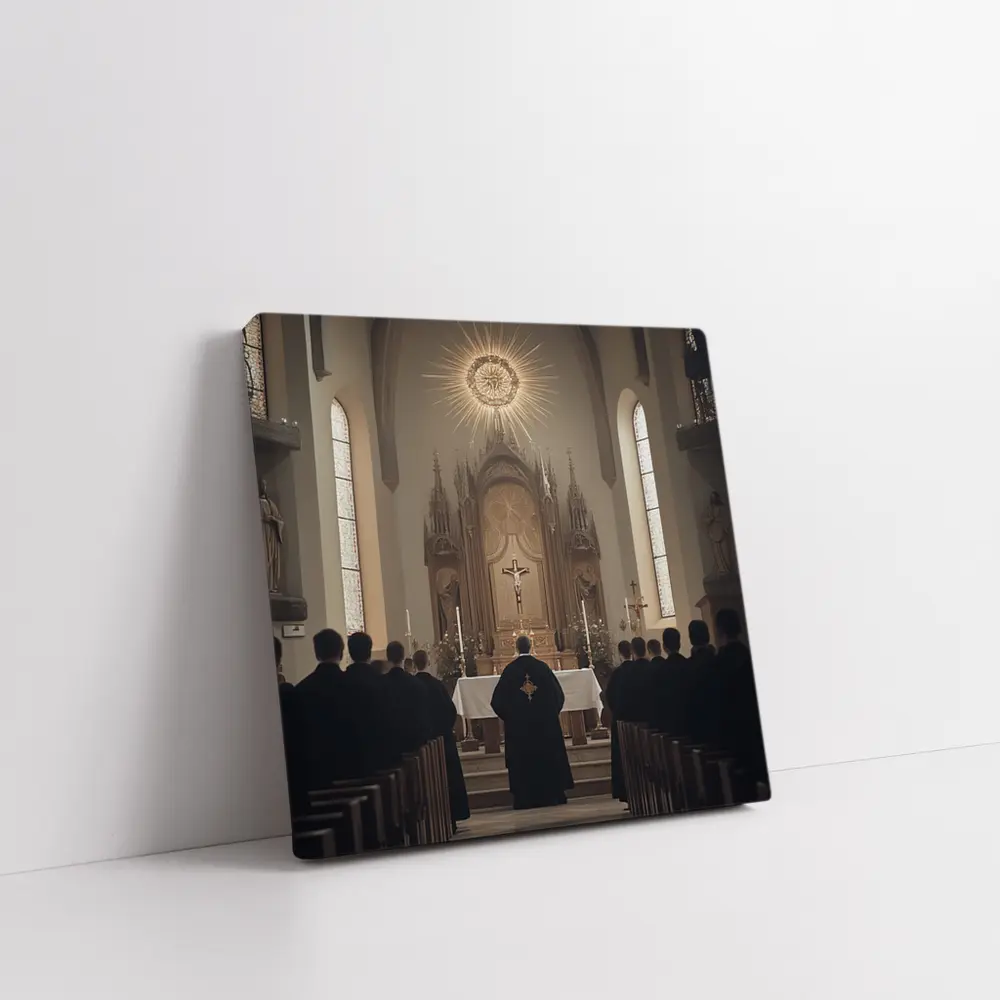 Catholic Mass Priest Altar Gothic Church Interior – Wall Art