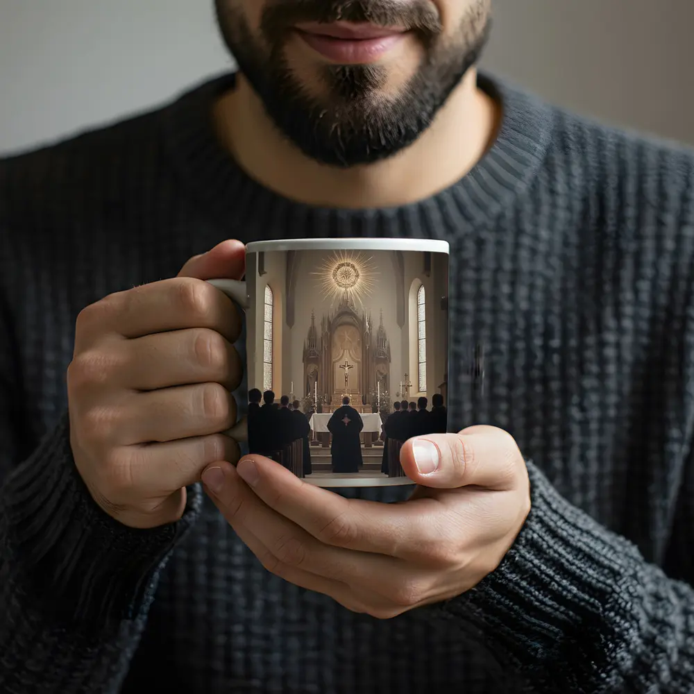 Catholic Mass Priest Altar Gothic Church Interior – Mugs