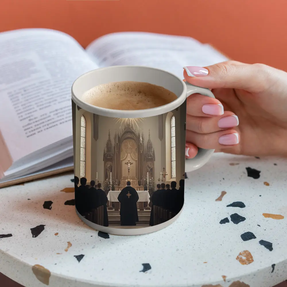 Catholic Mass Priest Altar Gothic Church Interior – Mugs