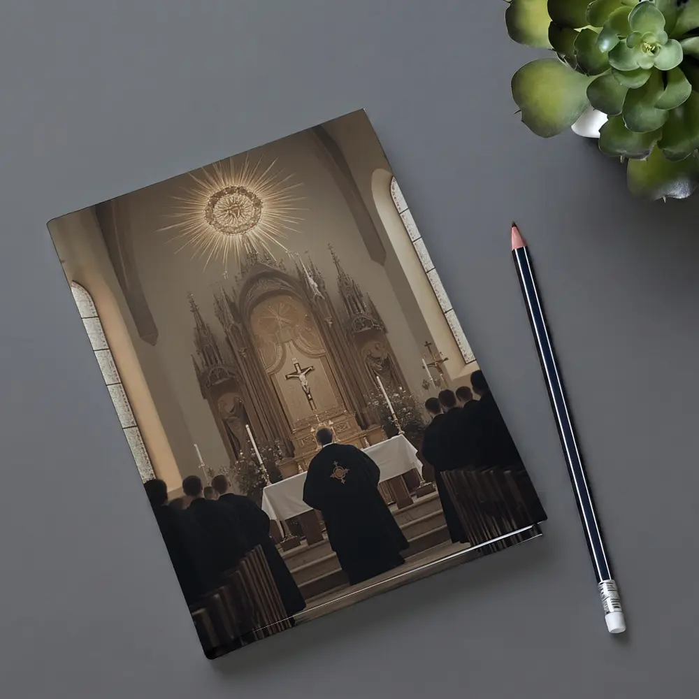 Catholic Mass Priest Altar Gothic Church Interior – Notebooks