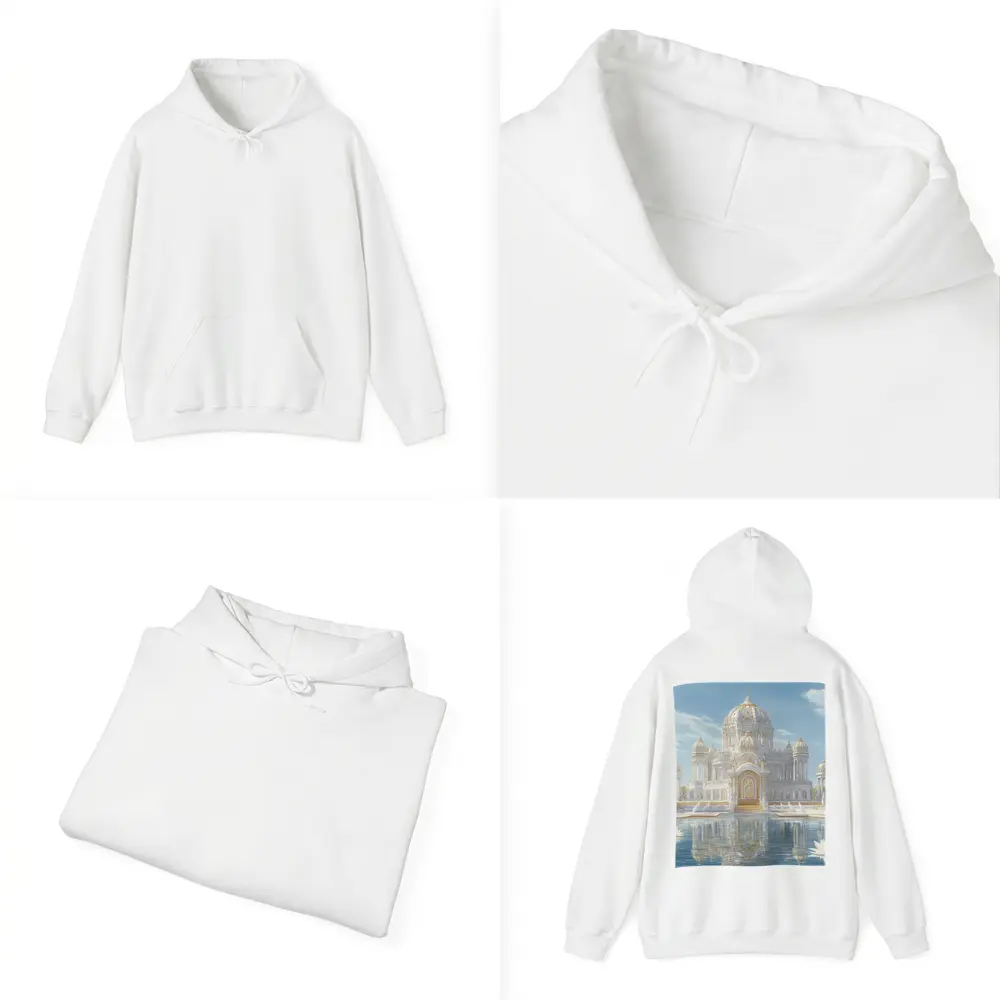 White Gold Temple Lotus Pond Reflection – Hoodies