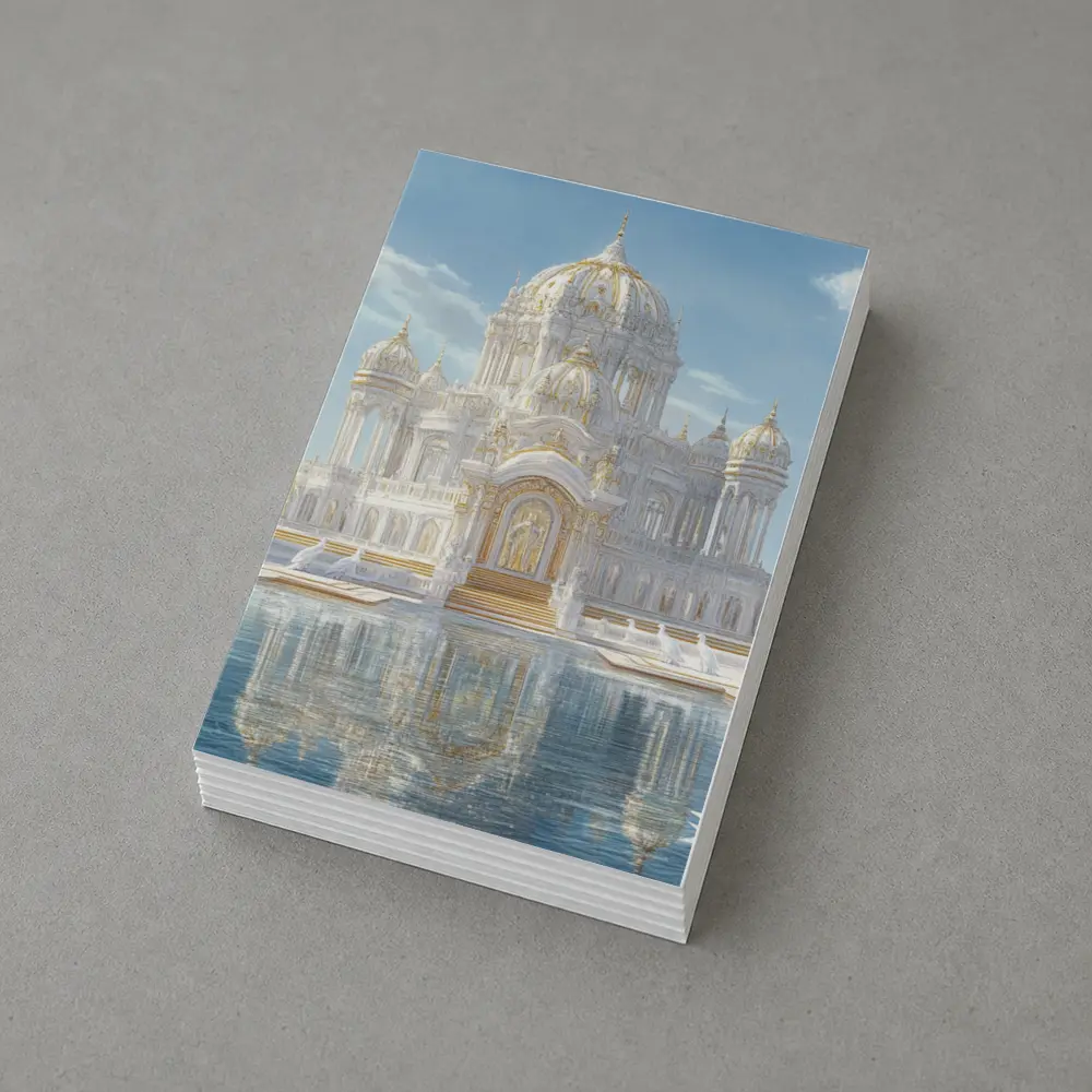 White Gold Temple Lotus Pond Reflection – Postcards