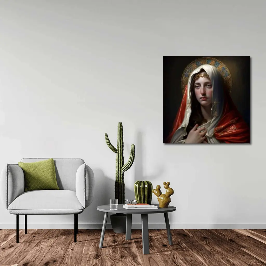 Virgin Mary Portrait Religious Classical Oil Painting – Wall Art
