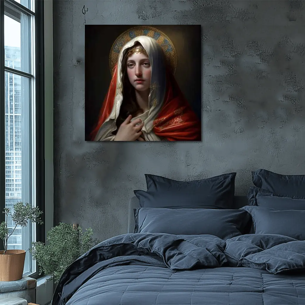 Virgin Mary Portrait Religious Classical Oil Painting – Wall Art