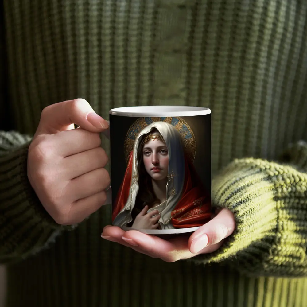 Virgin Mary Portrait Religious Classical Oil Painting – Mugs