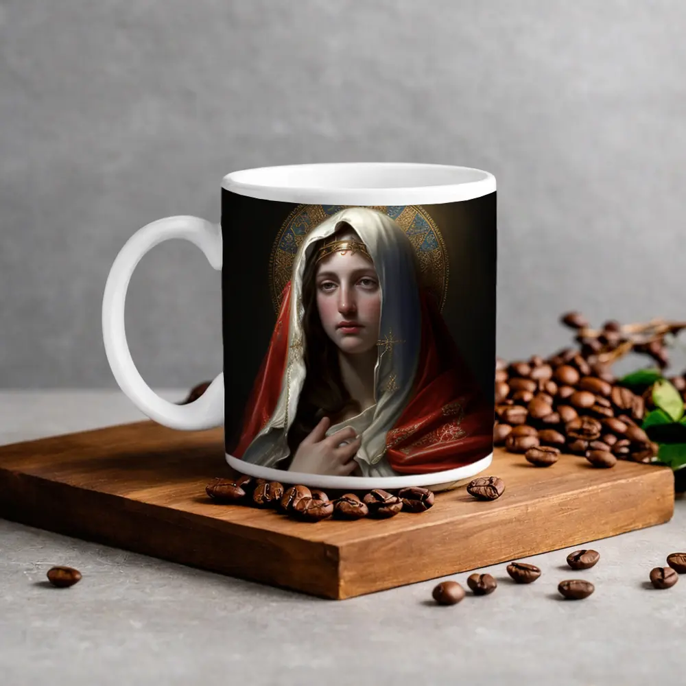 Virgin Mary Portrait Religious Classical Oil Painting – Mugs