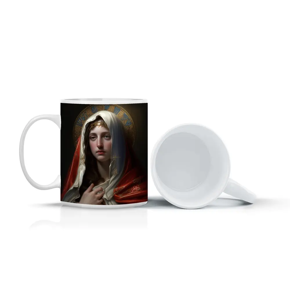 Virgin Mary Portrait Religious Classical Oil Painting – Mugs