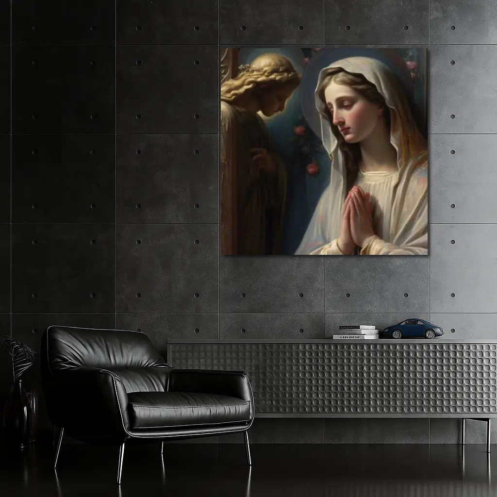 Virgin Mary Praying With Angel Religious Art – Wall Art