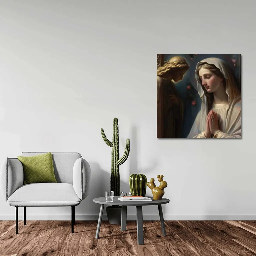 Virgin Mary Praying With Angel Religious Art – Wall Art