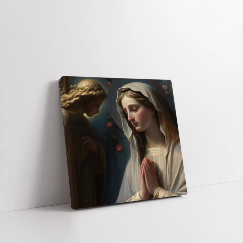 Virgin Mary Praying With Angel Religious Art – Wall Art