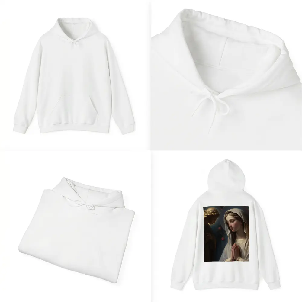 Virgin Mary Praying With Angel Religious Art – Hoodies