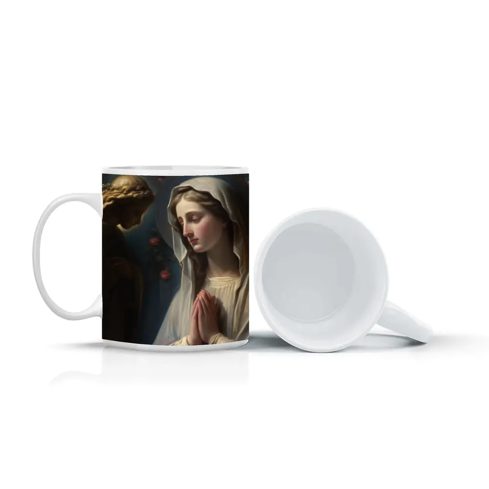 Virgin Mary Praying With Angel Religious Art – Mugs